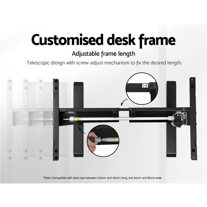 Artiss Standing Desk Adjustable Height Desk Electric Motorised Black Frame White Desk Top 120cm