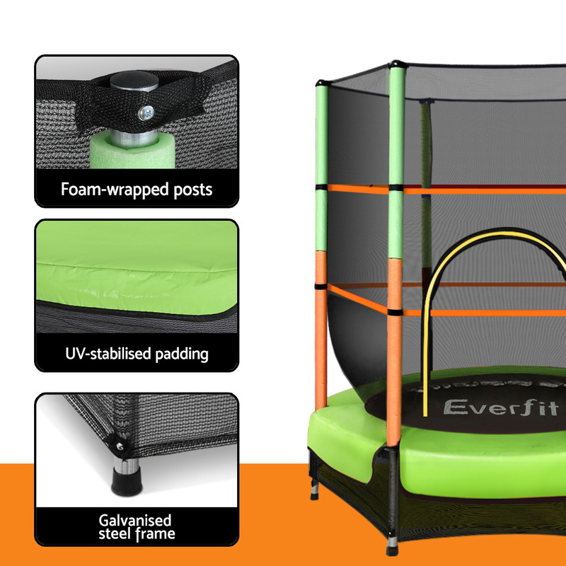 Everfit 4.5FT Trampoline for Kids w/ Enclosure Safety Net Rebounder Gift Green