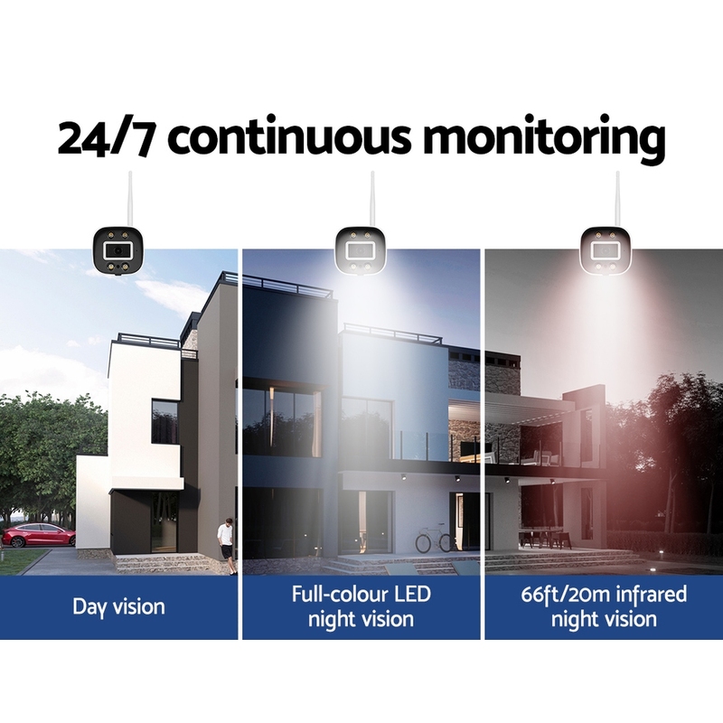 UL-tech Wireless CCTV Security System 8CH NVR 3MP 4 Square Cameras 2TB