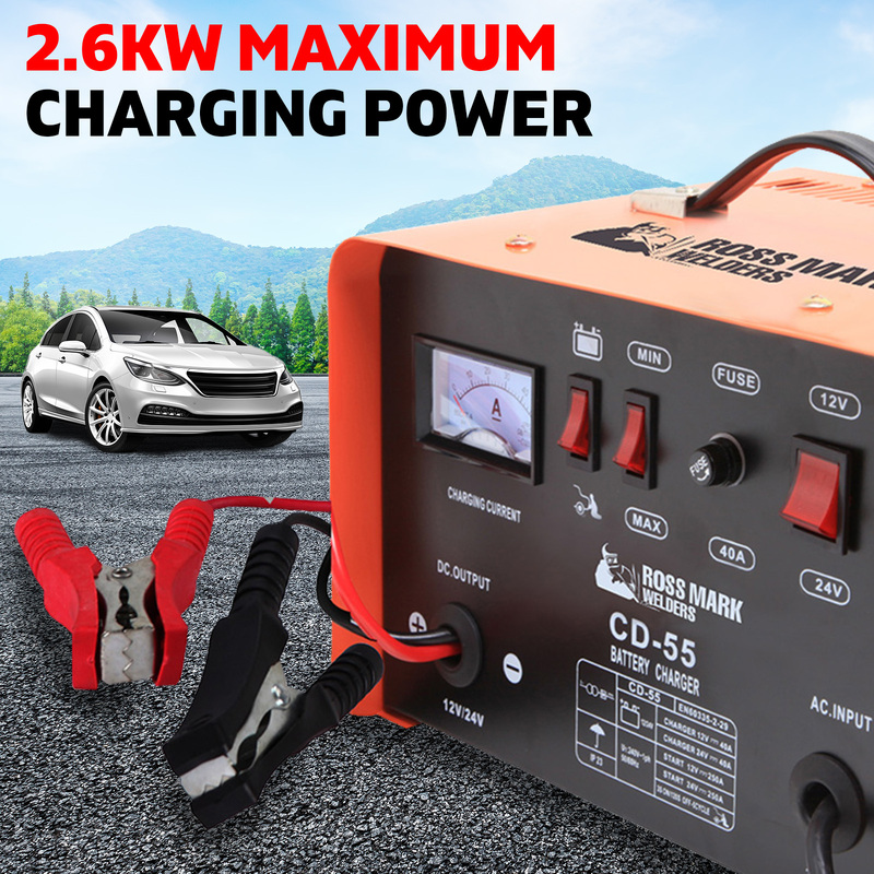 NEW ROSSMARK 2IN1 Car Battery Charger Jump Starter 12 24V 40A ATV Boat Tractor 