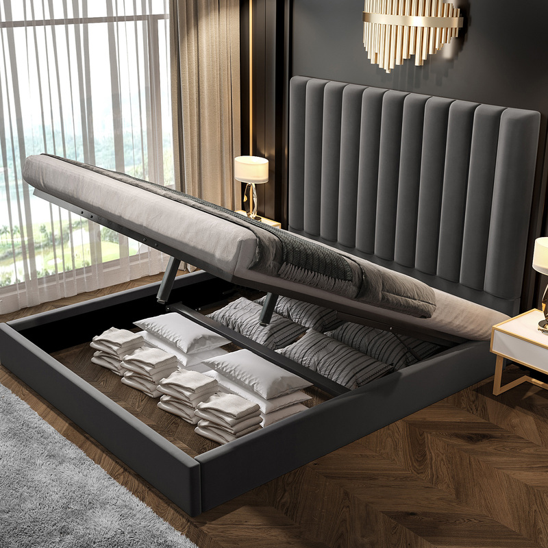 Royal Sleep Moturna Double Bed Frame Gas Lift Storage Solid Base Platform D Grey