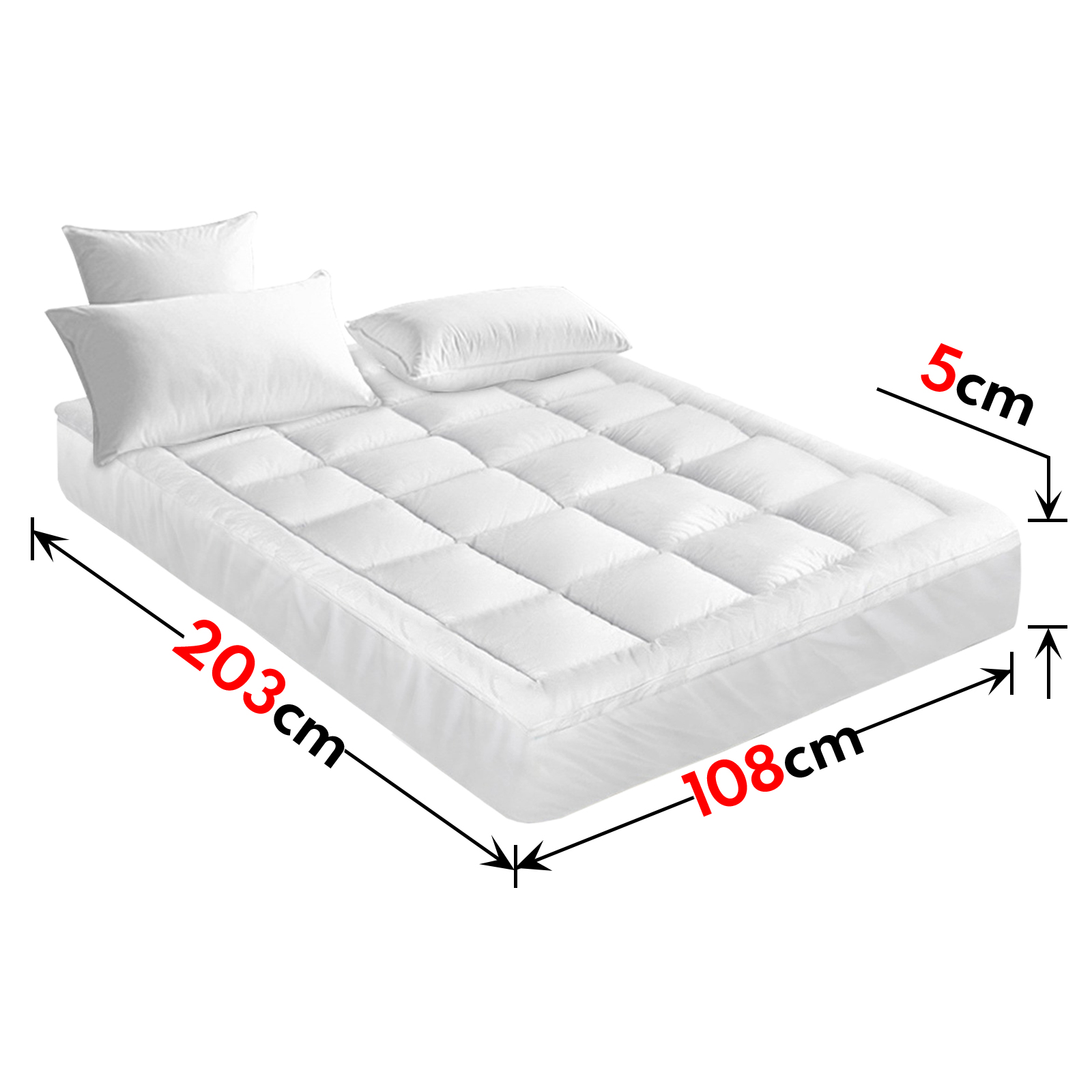 King Single Mattress Bed Topper Pillowtop 1000GSM Microfibre Filling Protector