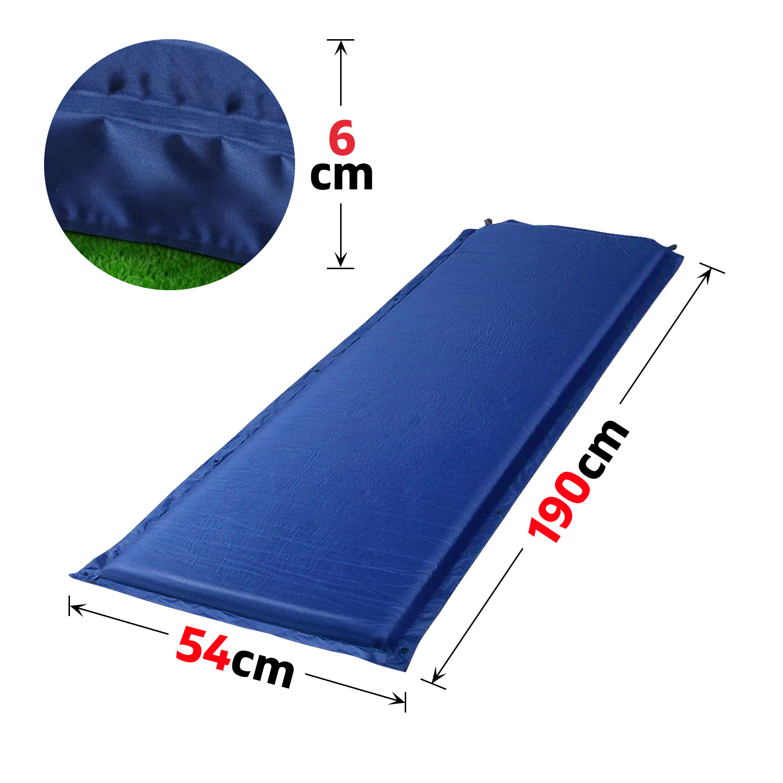Self Inflating Mattress Bed 6CM Thick Slip Resistant Mat Camping Hiking - Blue