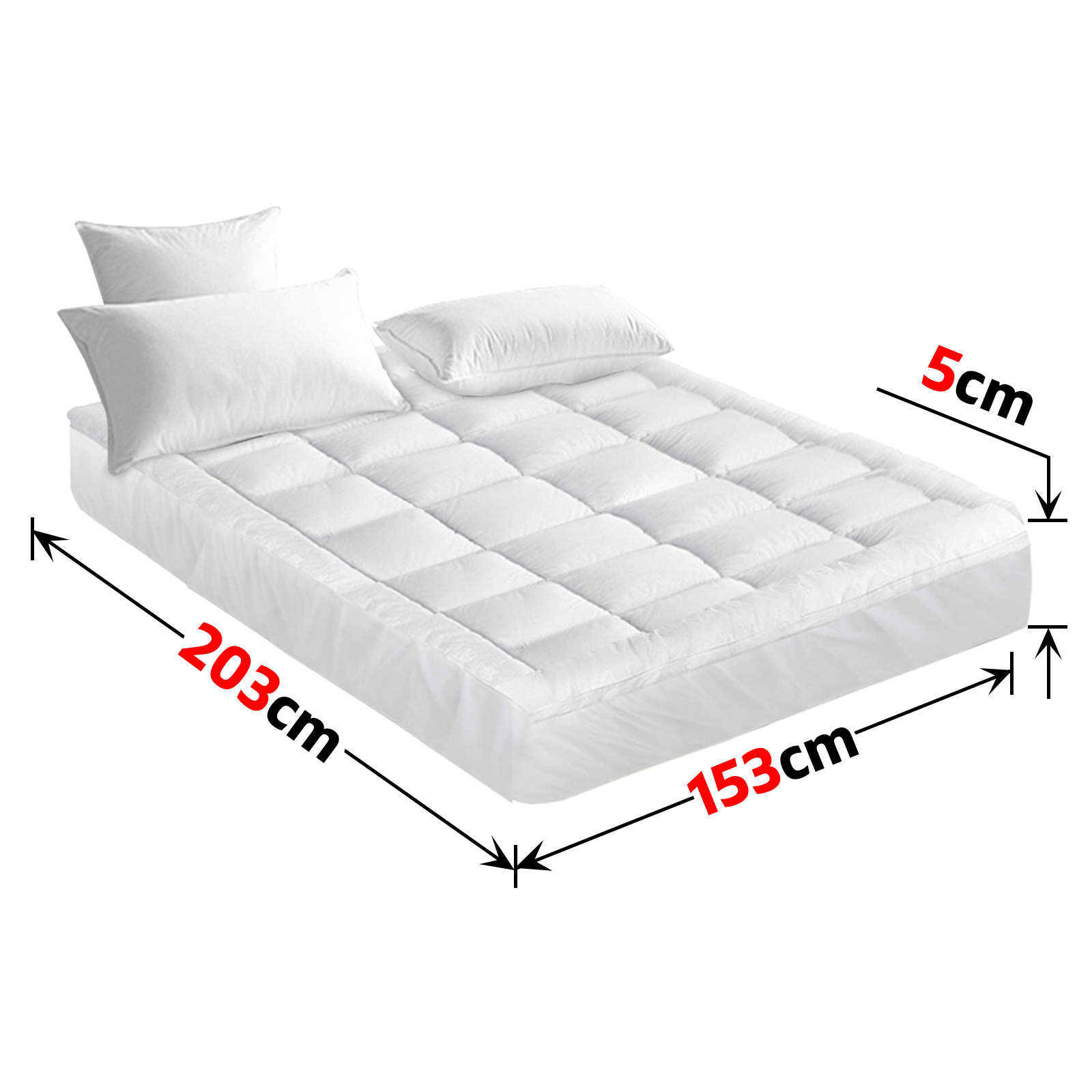 Queen Size Mattress Bed Topper Bamboo Fibre Pillowtop Protector 5cm Thick