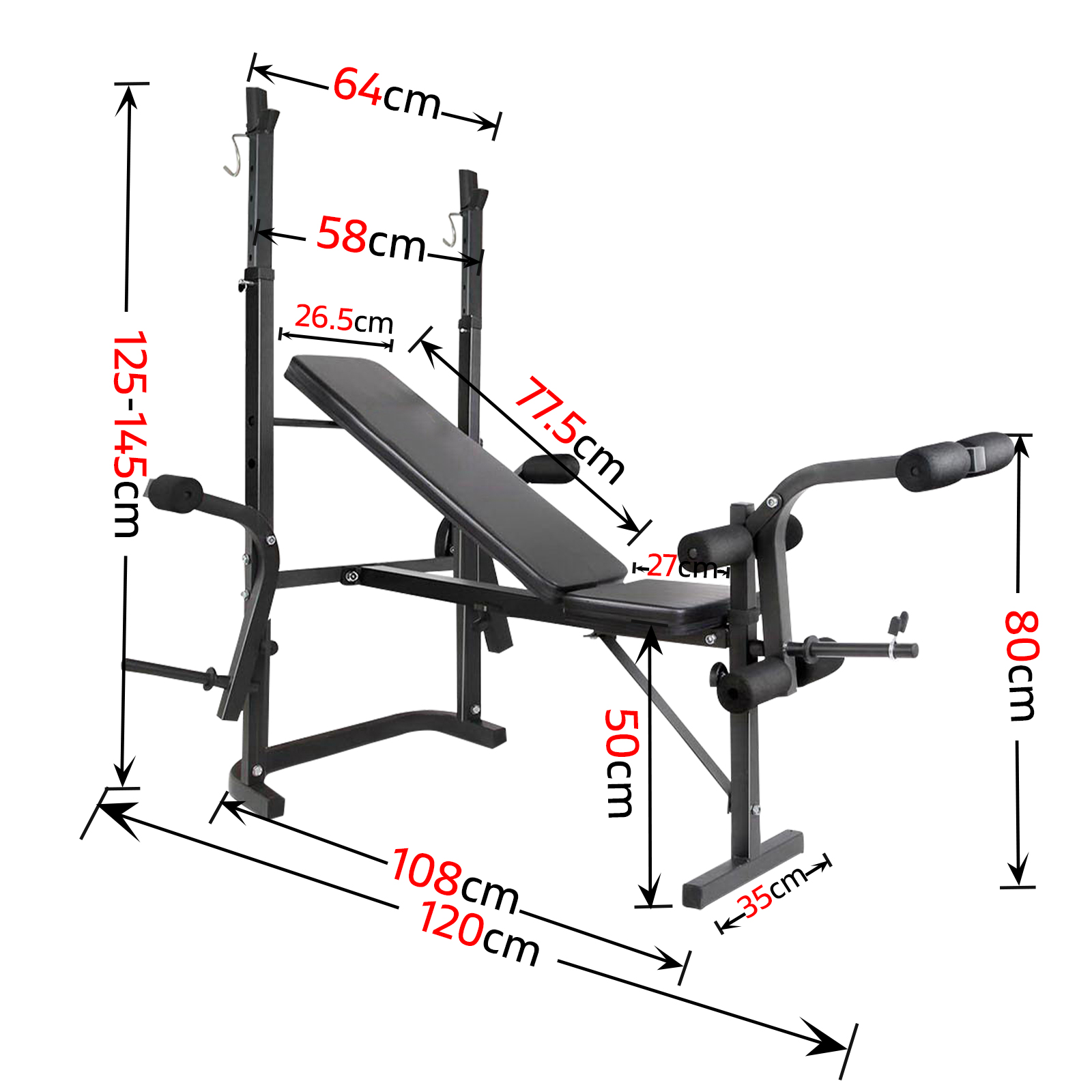7-In-1 Weight Bench Multi-Function Power Station Fitness Gym Exercise Equipment 