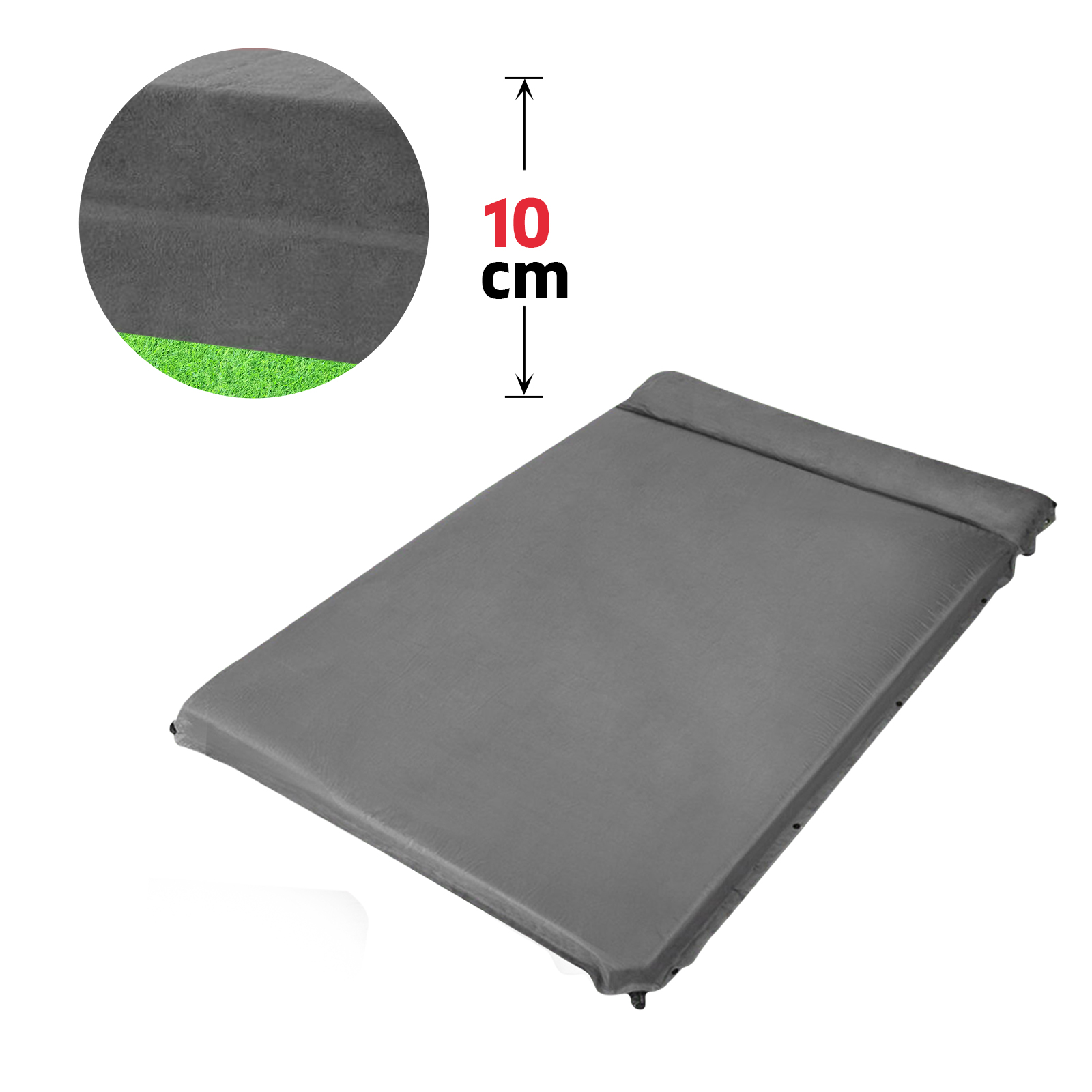 Double Size Self Inflating Mattress Bed Thick Grey 10cm Easy Roll-Up Mat  