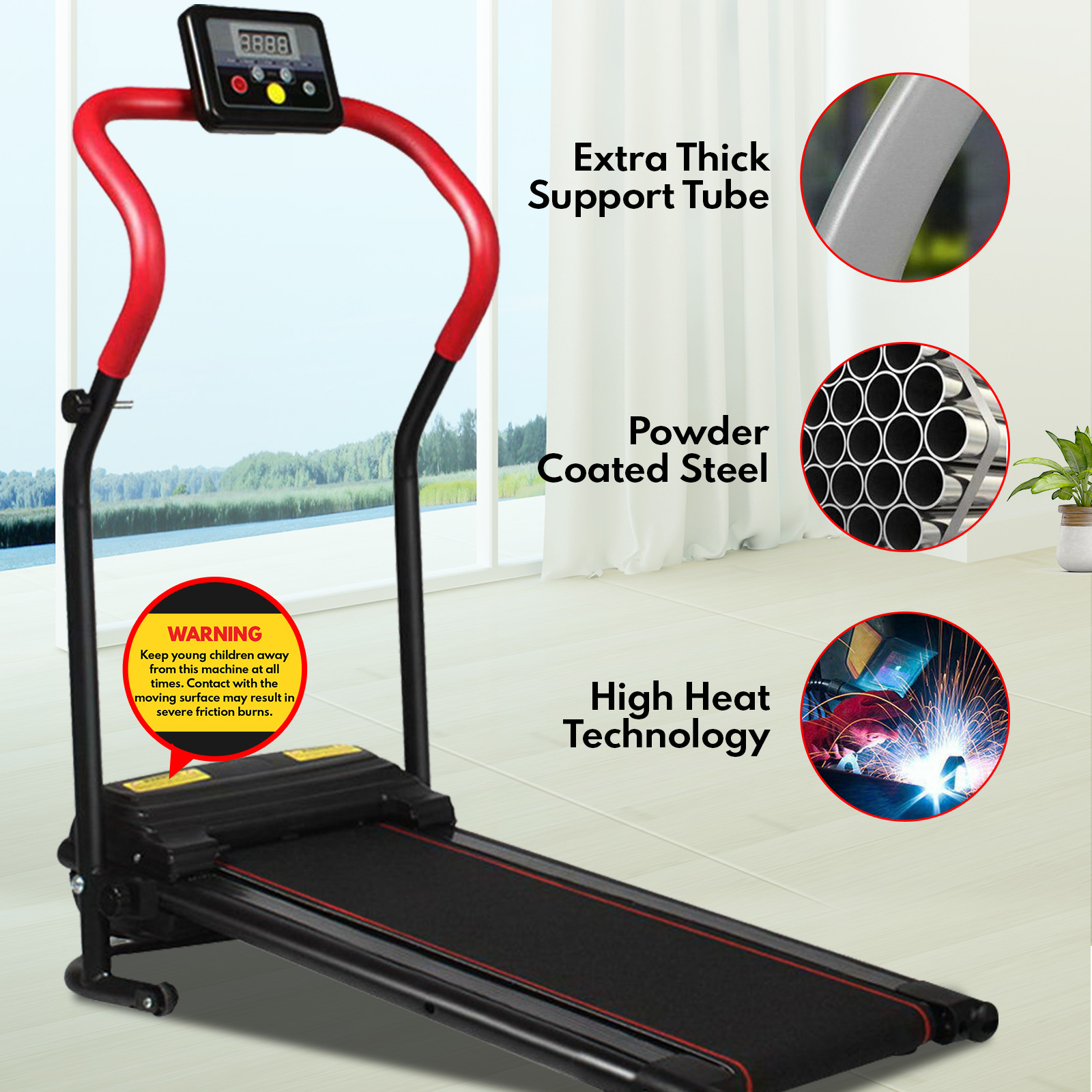 Electric Treadmill Fitness Workout Exercise Home Running Machine Foldable Red 