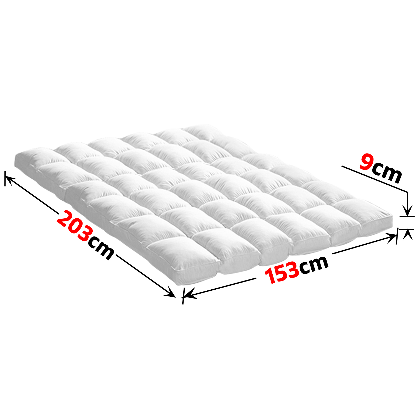 QUEEN Mattress Bed Topper Duck Feather Down 9cm Thick Pillowtop 1800GSM
