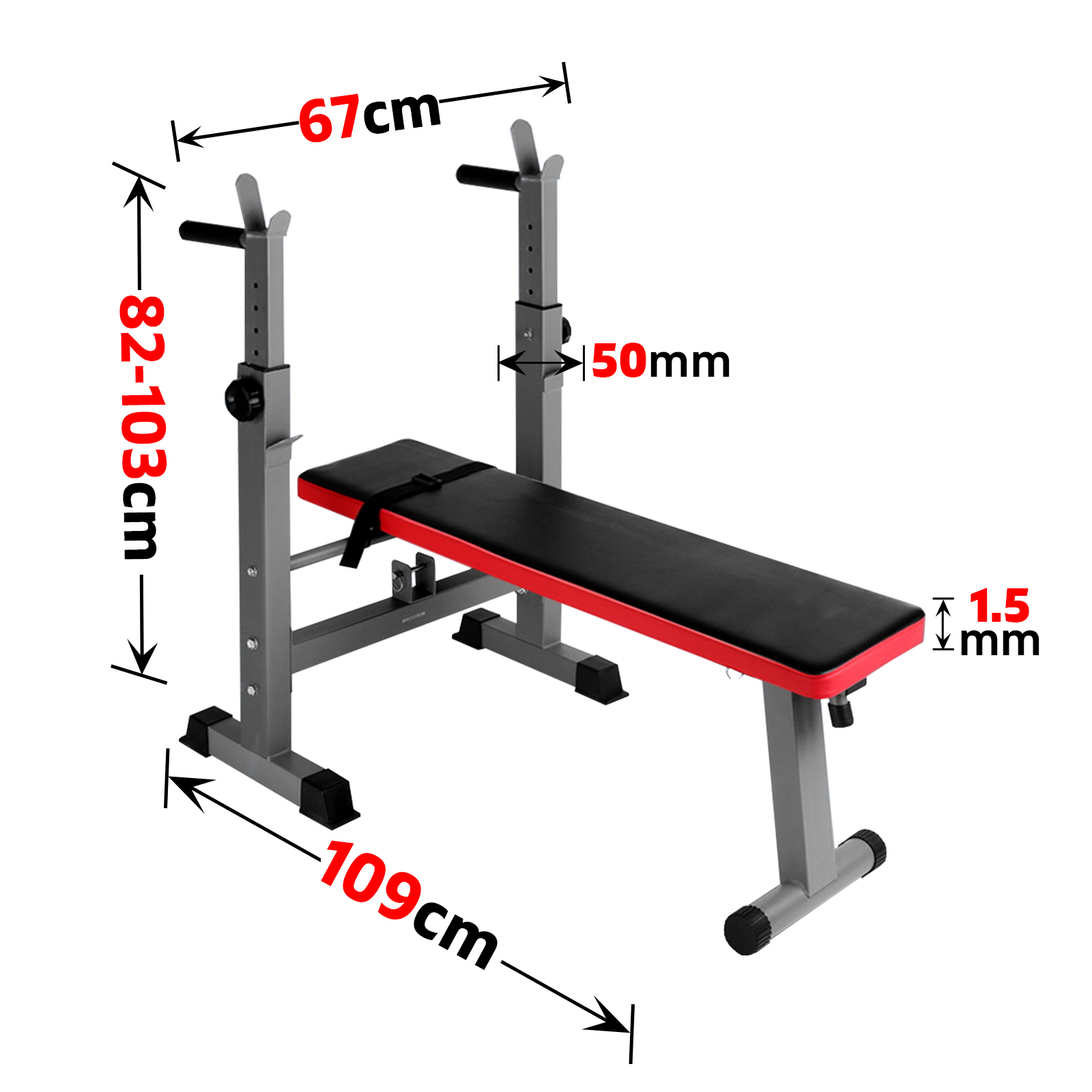 Multi-Station Weight Bench Press Weights Equipment Fitness Workout Home Gym Red