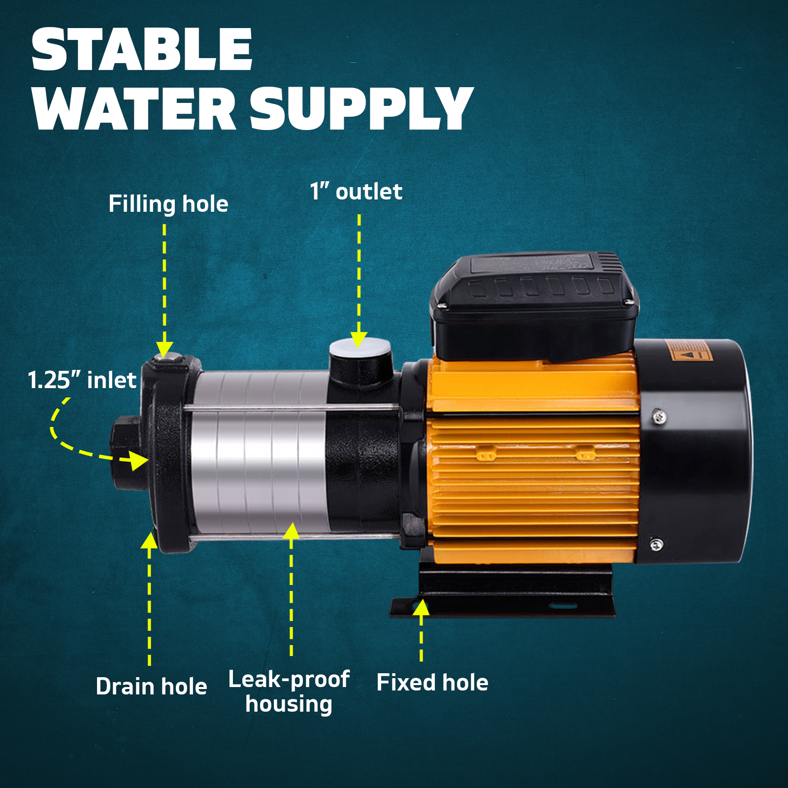 2000W Multi Stage 2.8 HP Water Pump Pressure Rain Irrigation Black Controller