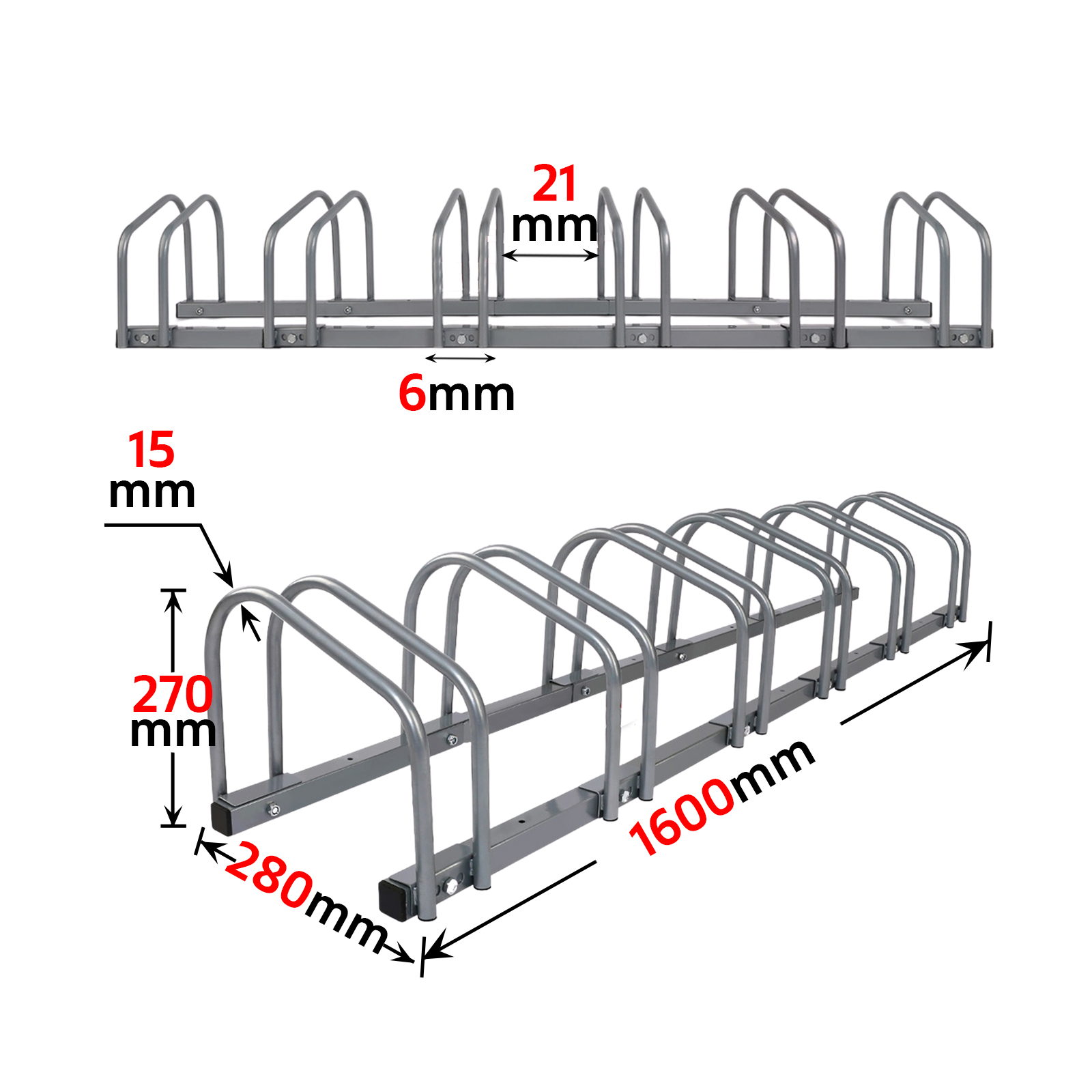 Bike Floor Parking Rack Instant Storage Stand Bicycle Cycling Portable Silver