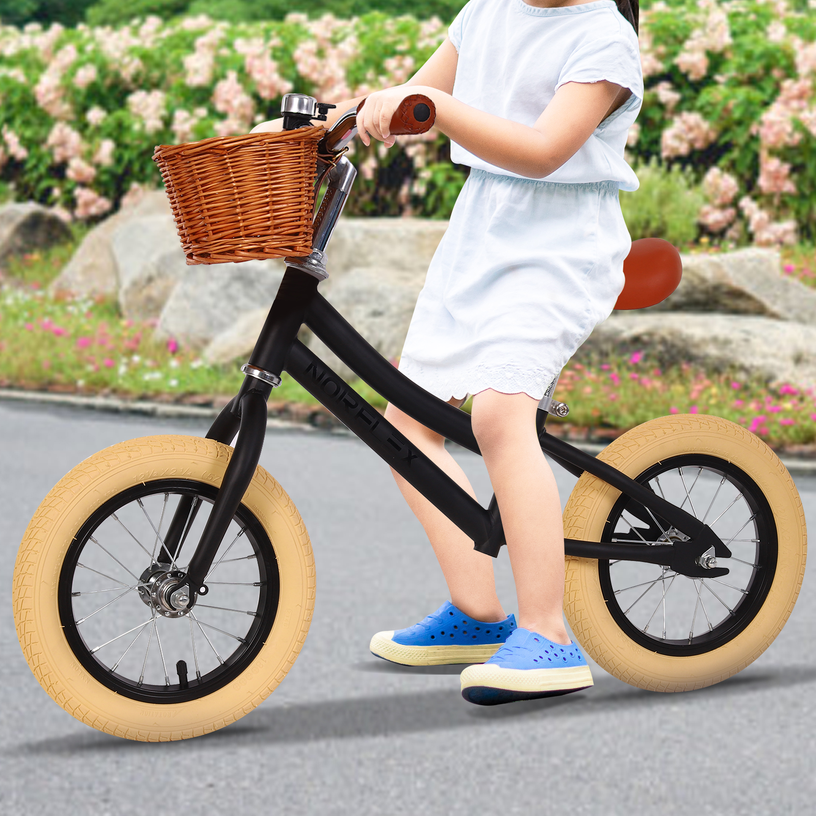 Norflx Kids Balance Bike Childrens Ride On Toy Baby Push Bicycle - BLACK