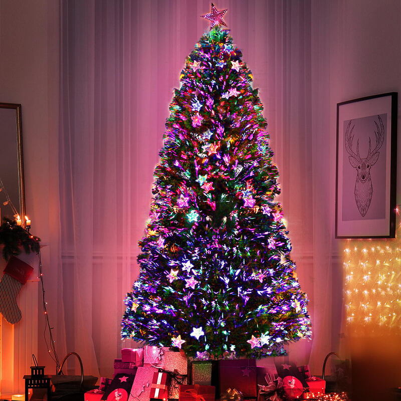Jingle Jollys 2.4m Christmas Tree Optic Fibre LED Xmas tree Multi Colour