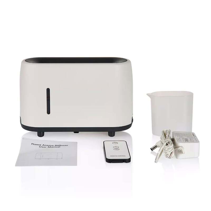 Essential Oil Aroma Diffuser and Remote - White 240ml Flame Fire Style Air Humidifier