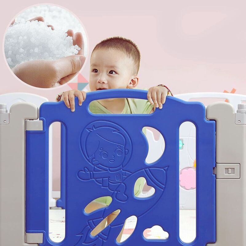 GOMINIMO Foldable Baby Playpen with 22 Panels (White Blue) GO-BP-103-TF