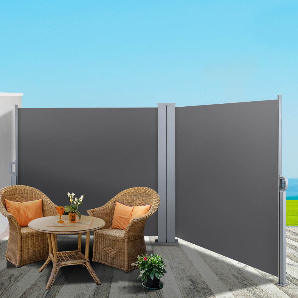 Instahut 1.8X6M Retractable Side Awning Garden Patio Shade Screen Panel Grey