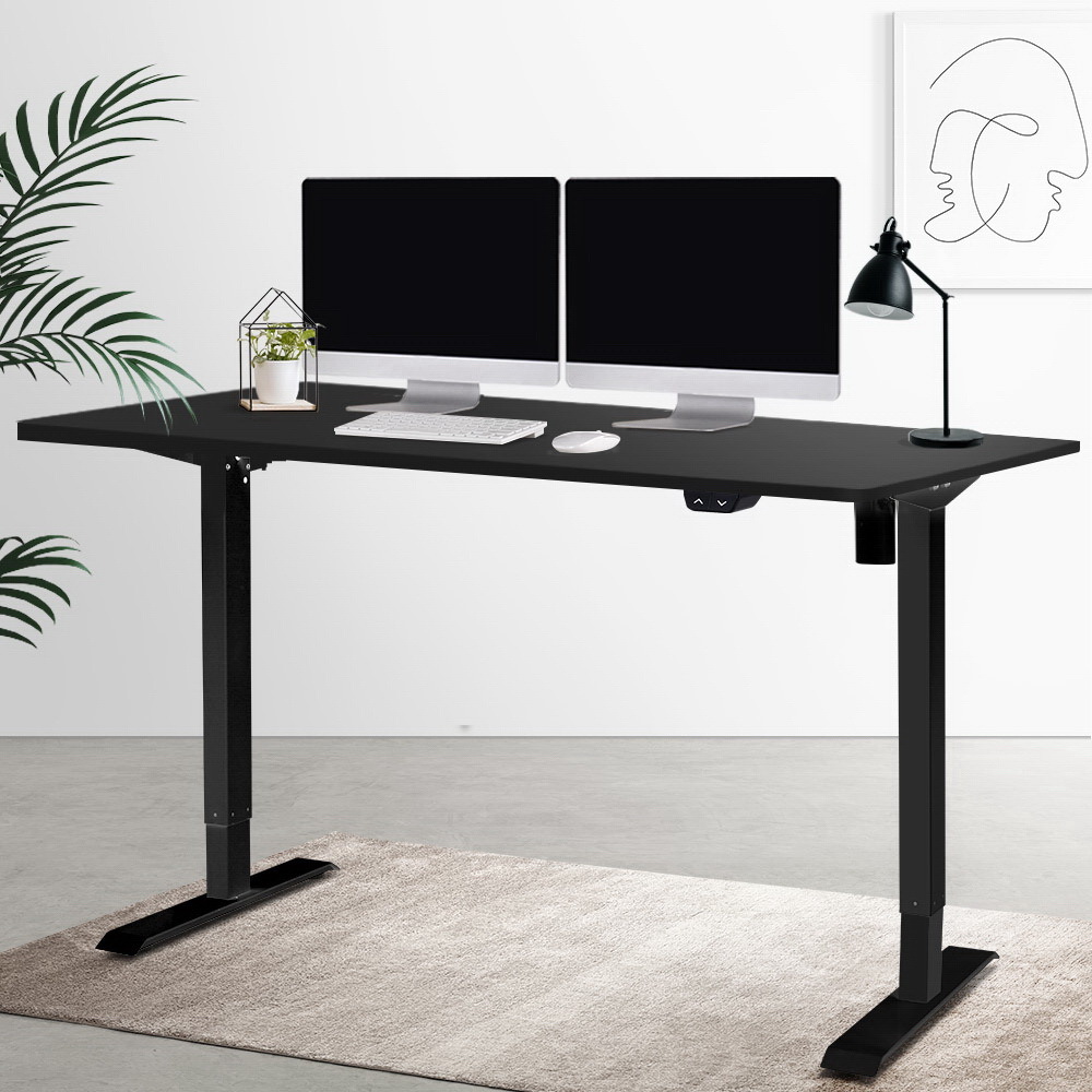 Artiss Standing Desk Adjustable Height Desk Electric Motorised Black Frame Desk Top 140cm