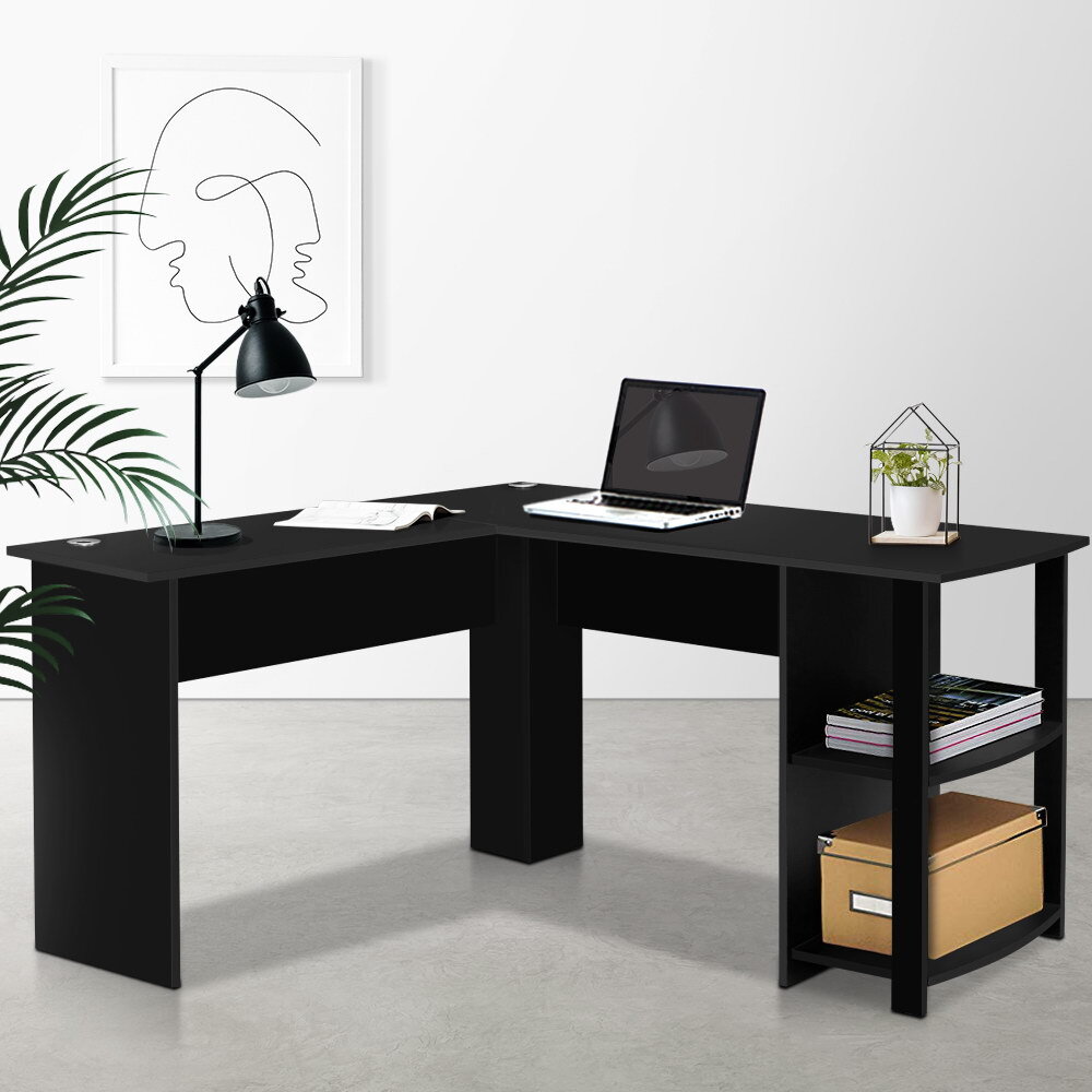 Artiss Office Computer Desk Corner Student Study Table Workstation L-Shape Black
