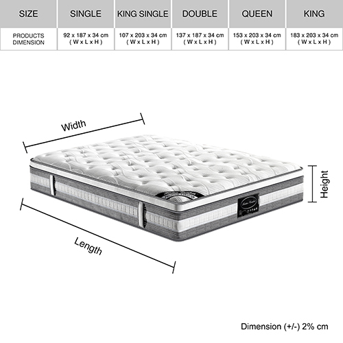Mattress Euro Top King Size Pocket Spring Coil with Knitted Fabric Medium Firm 34cm Thick