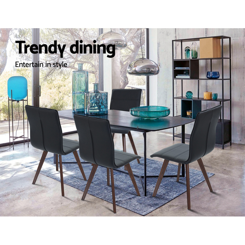 Artiss Set of 2 Dining Chairs Retro Chair New metal Legs High Back PU