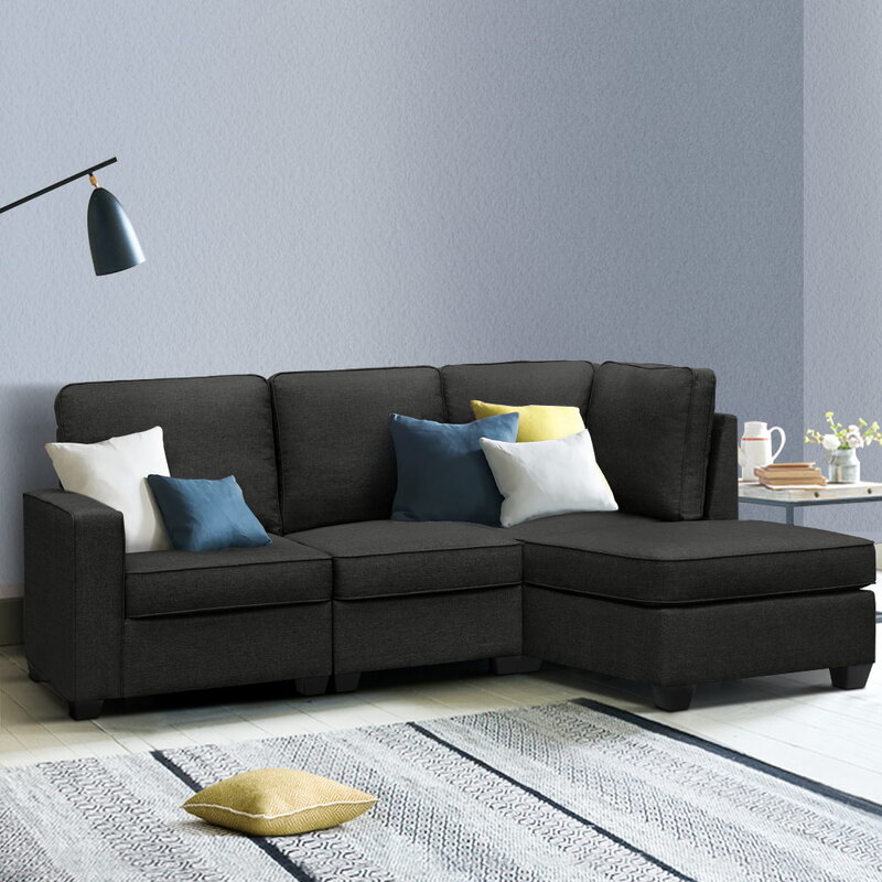 Artiss Modular Sofa Chaise Set 4-seater Dark Grey