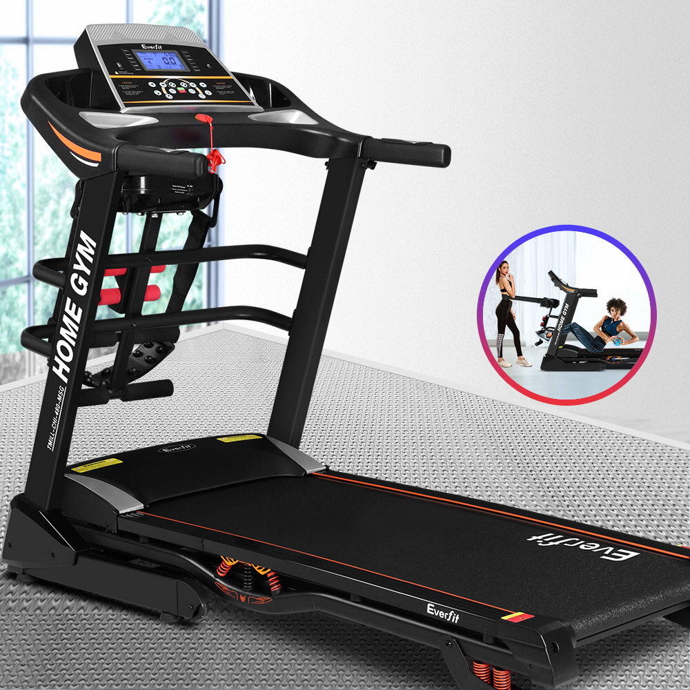 Everfit Electric Treadmill 480mm 18kmh 3.5HP Auto Incline Home Gym Run Exercise Machine Fitness Dumbbell Massager Sit Up Bar