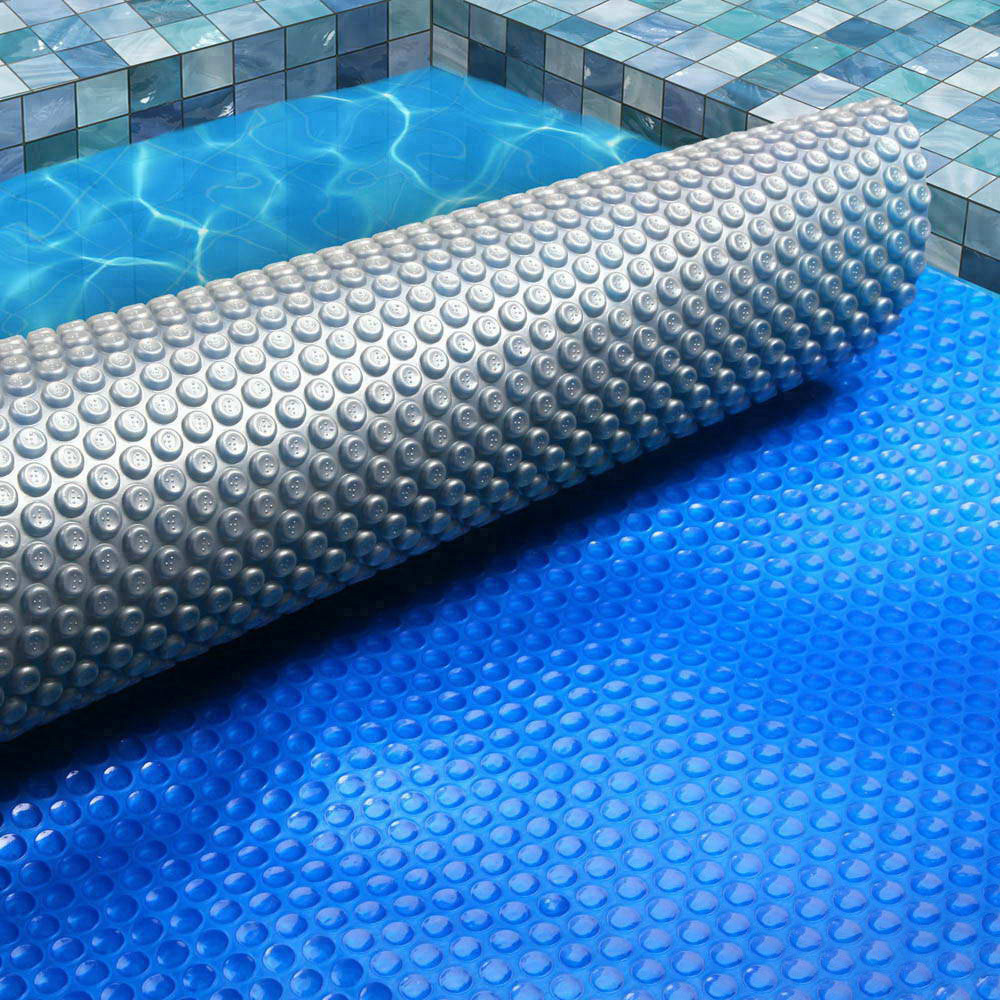 Aquabuddy Pool Cover 11x6.2m 400 Micron Swimming Pool Solar Blanket Blue Silver