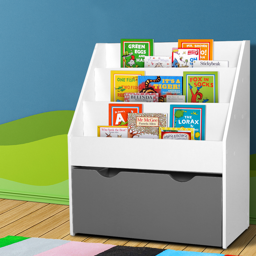 Keezi 3 Tiers Kids Bookshelf Magazine Rack Children Bookcase Organiser Storage