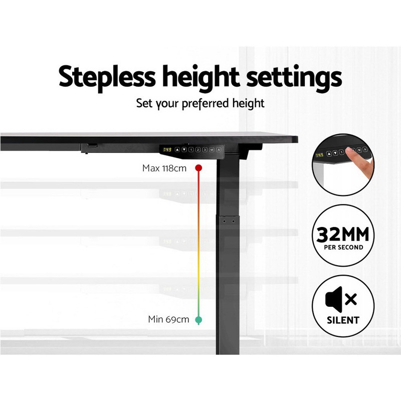 Artiss Standing Desk Adjustable Height Desk Dual Motor Electric Black Frame Desk Top 120cm