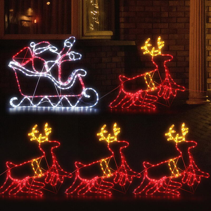 Jingle Jollys Christmas Lights Reindeer Sleigh 806 LED Decorations