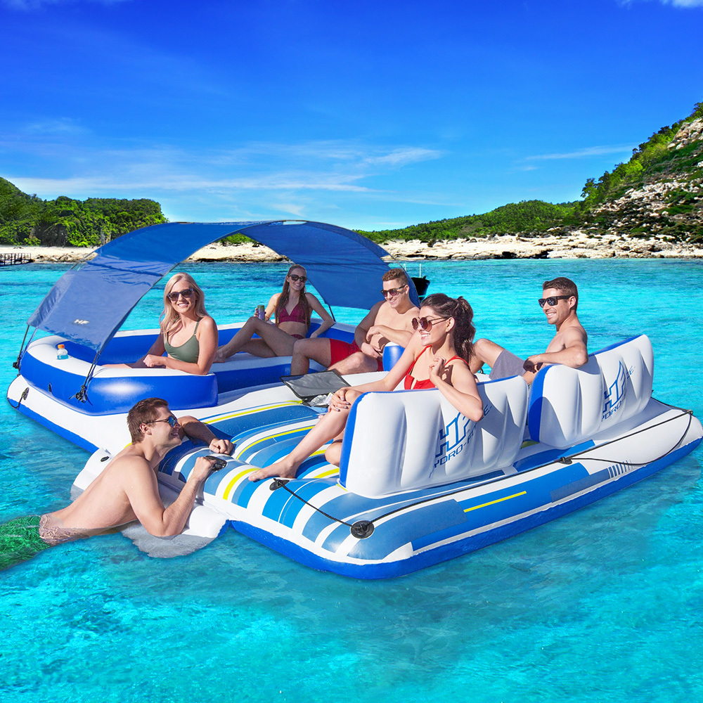 Bestway Pool Float Island Inflatable Lounge 6-person Seat Canopy