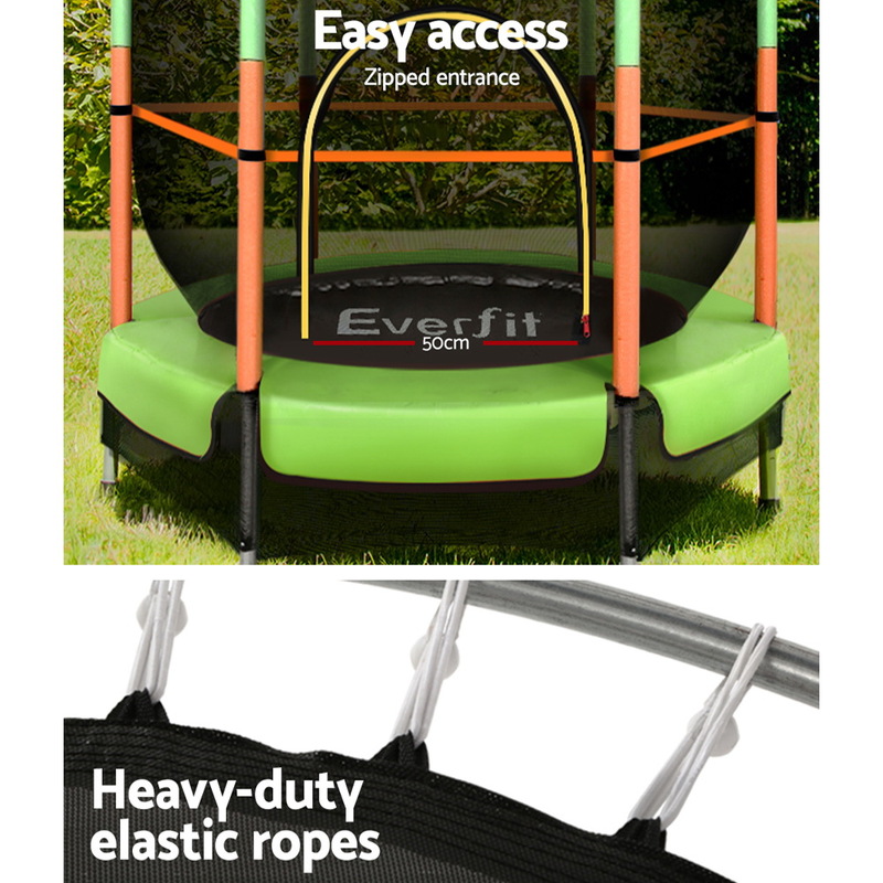 Everfit 4.5FT Trampoline for Kids w/ Enclosure Safety Net Rebounder Gift Green