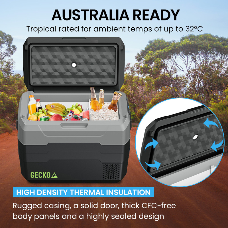 GECKO 40L Portable Fridge Freezer 12V/24V/240V for Camping, Car