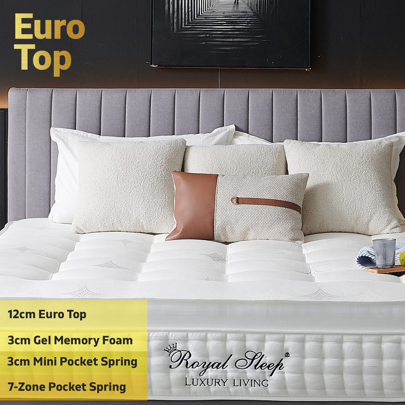 Royal Sleep KING SINGLE Mattress Medium Euro Top 7 Zone Spring Gel Memory Foam