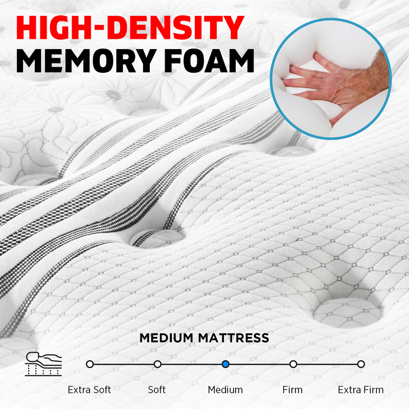 King Single Bed Memory Foam Mattress, 9-zone Pocket Spring