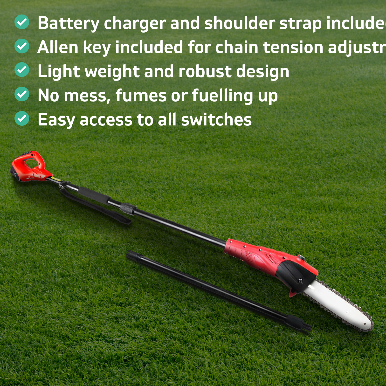 20V 1500mAh Lithium Cordless Electric Chainsaw Compact 8”bar and chain