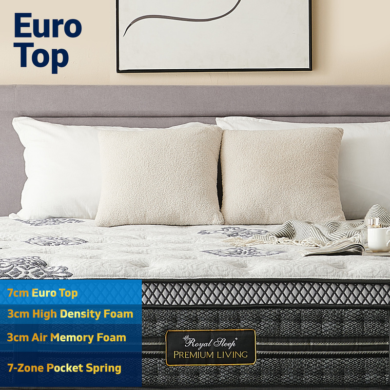 Royal Sleep KING SINGLE Mattress Plush Firm Euro Top 7 Zone Spring Memory Foam
