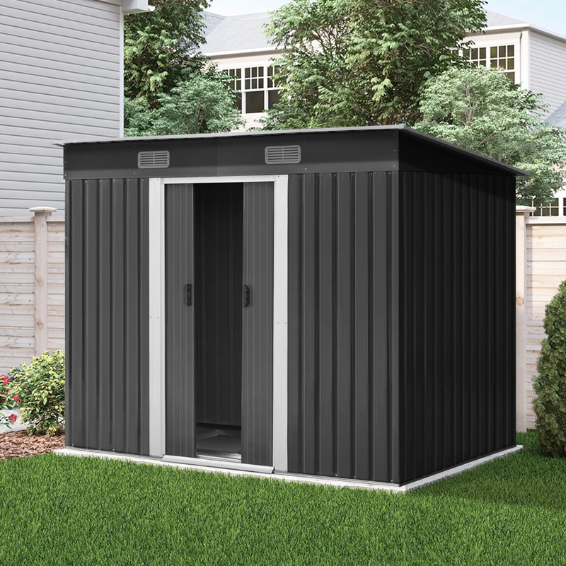 Giantz Garden Shed Outdoor Storage Sheds 2.38x1.31M Tool Metal Base House Grey