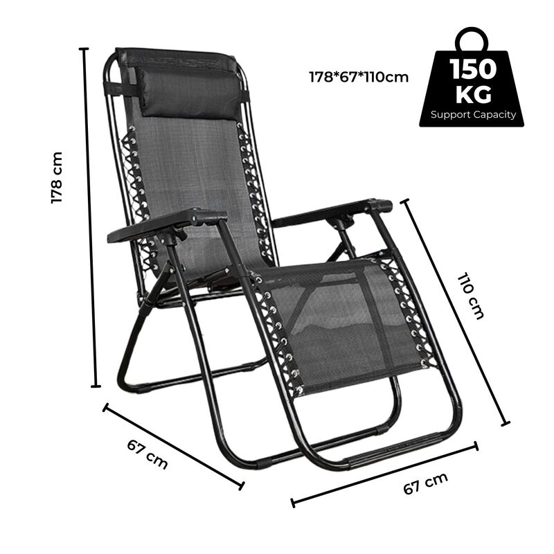 KILIROO Folding Reclining Camping Chair With Breathable Mesh (Black) KR-FC-105-QL