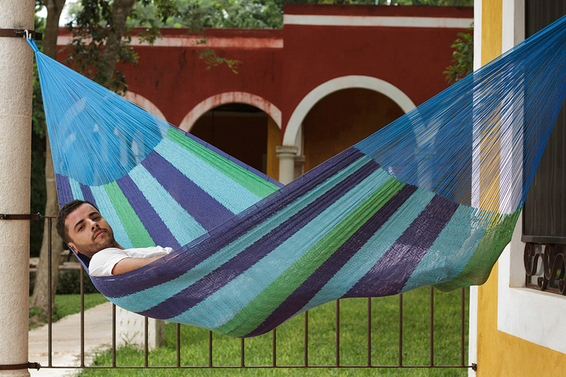 Mayan Legacy Jumbo Size Cotton Mexican Hammock in Oceanica Colour
