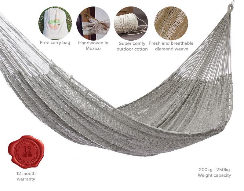 Mayan Legacy King Size Outdoor Cotton Mexican Hammock in Dream Sands Colour