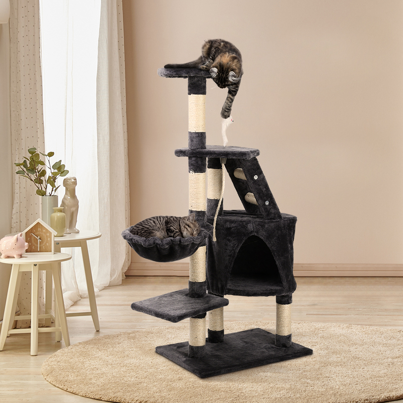 i.Pet Cat Tree 120cm Trees Scratching Post Scratcher Tower Condo House Furniture Wood Multi Level