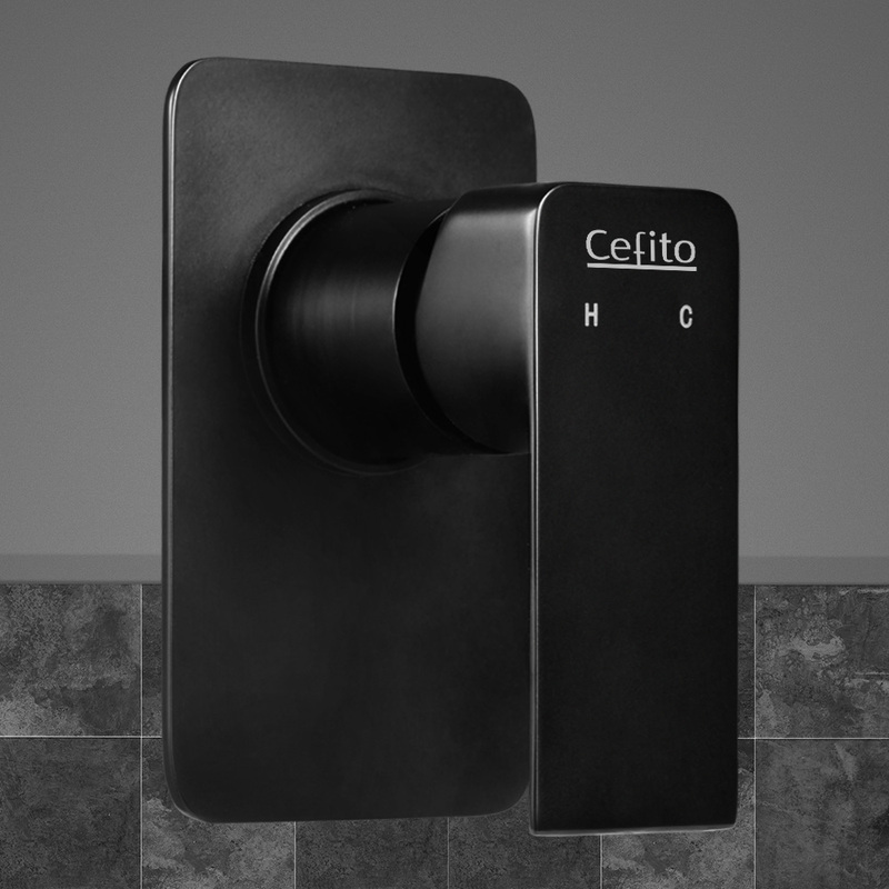 Cefito Shower Mixer Tap Wall Bath Taps Brass Hot Cold Basin Bathroom Black