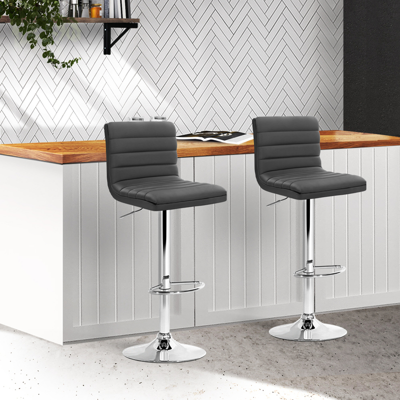 Artiss Set of 2 Bar Stools Kitchen Stool Dining Chairs Grey
