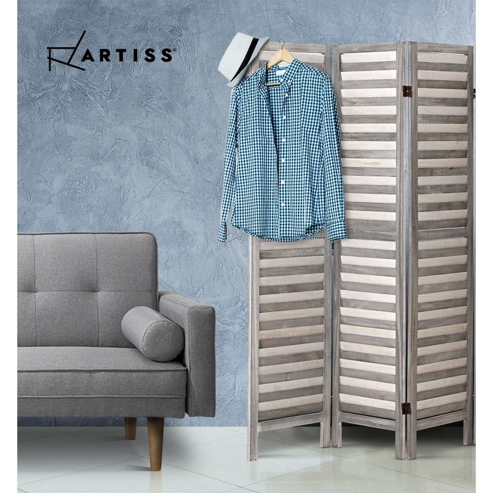 Artiss 8 Panel Room Divider Screen Privacy Wood Dividers Timber Stand Grey