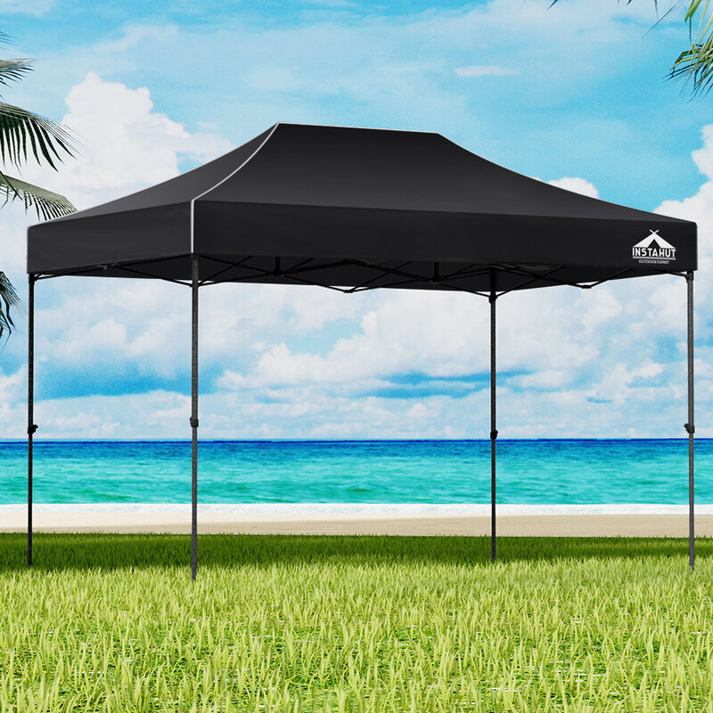 Instahut Gazebo Pop Up Marquee 3x4.5m Folding Tent Wedding Outdoor Camping Canopy Gazebos Shade Black
