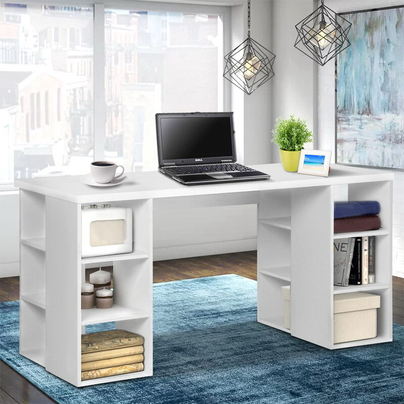 Artiss Computer Desk Bookshelf White 150CM