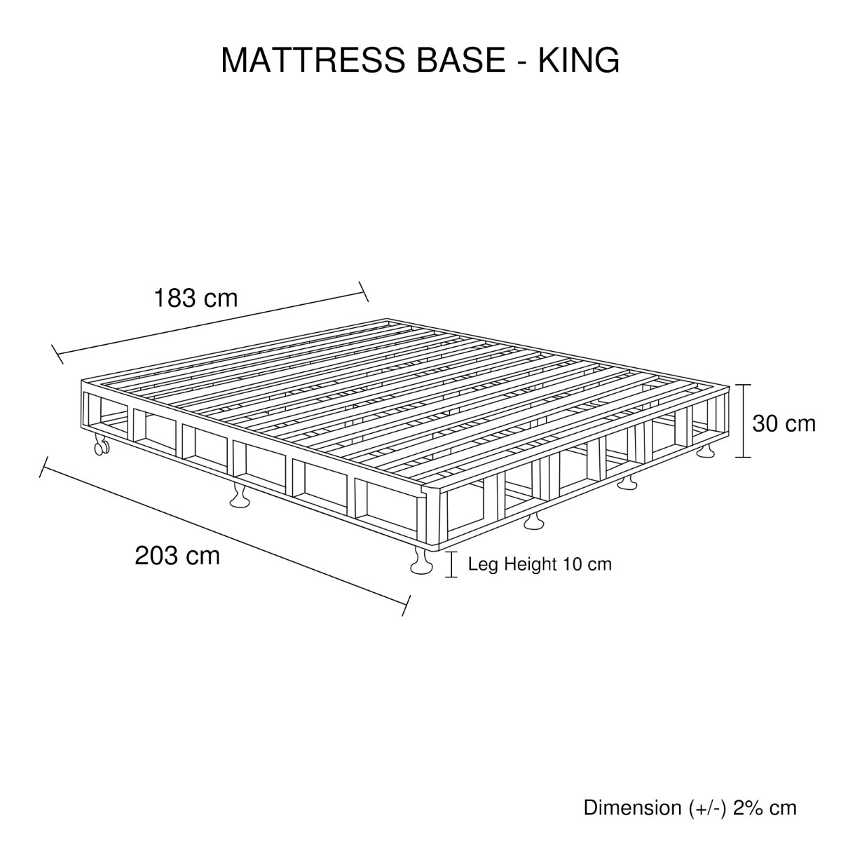 Mattress Base Ensemble King Size Solid Wooden Slat in Beige with Removable Cover