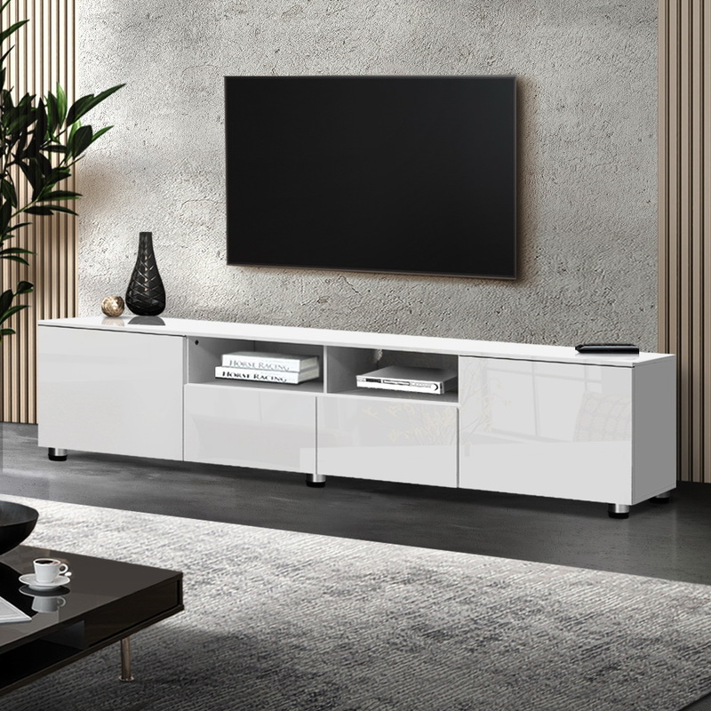 Artiss TV Cabinet Entertainment Unit Stand High Gloss Furniture 205cm White