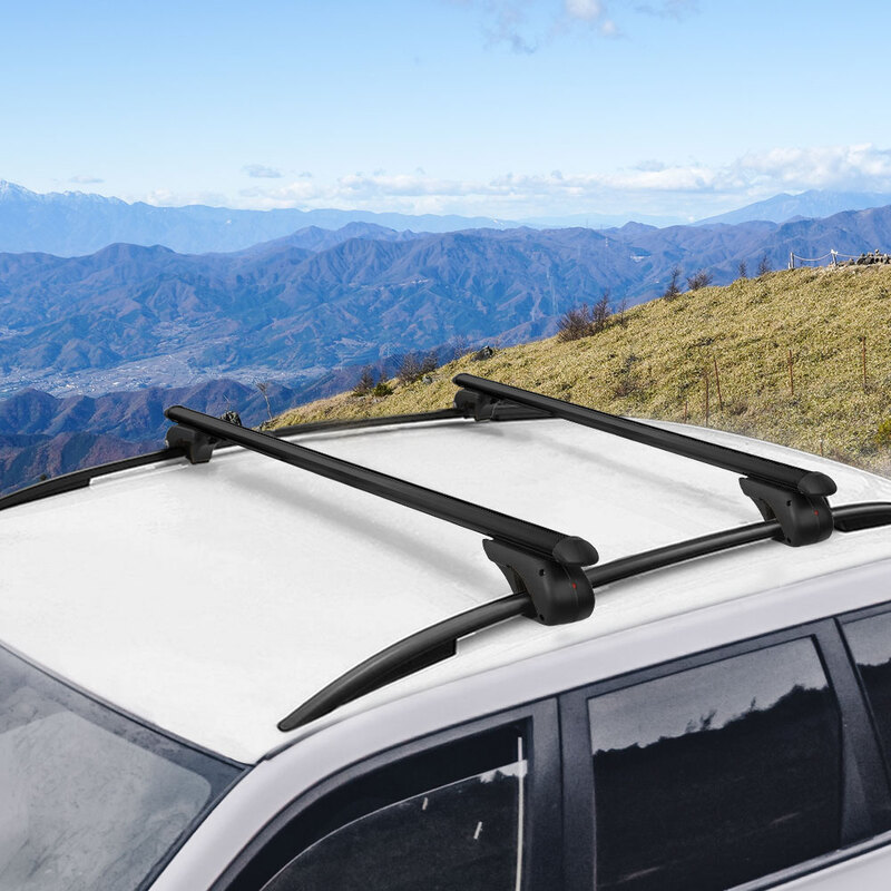 Universal Car Roof Racks Pod Aluminium Cross Bars Adjustable 108cm Black